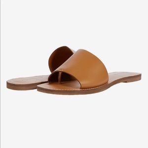 Madewell The Boardwalk Post Slide Sandal in Desert Camel